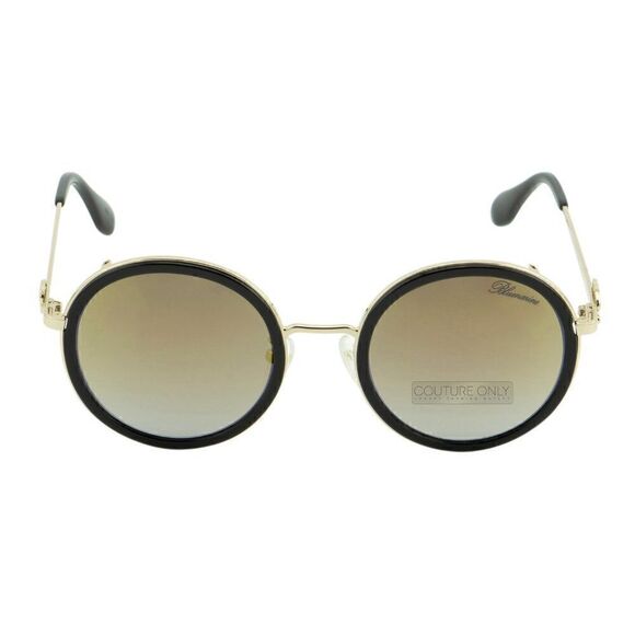 NewāLimitedāBlumarineĀ WomenāRoundāSunglassesāSBM-109S-300GāBlackāGoldāMirrored - Picture 10 of 14